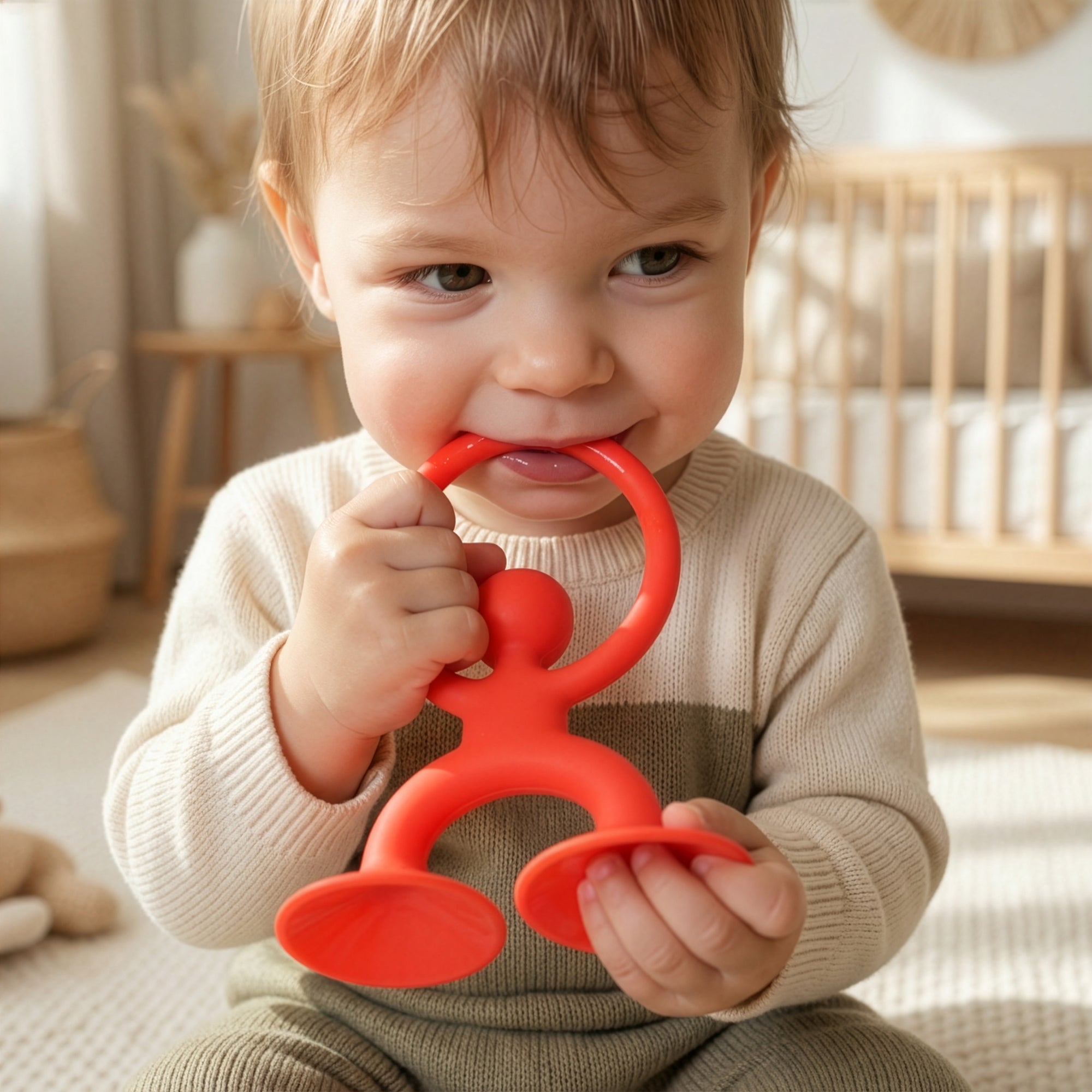 MOLUK Noogi – Suction-Cup Silicone Teething Grasping Toy